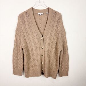 Vince Wool Cashmere Cable Knit Cardigan Sweater Large
